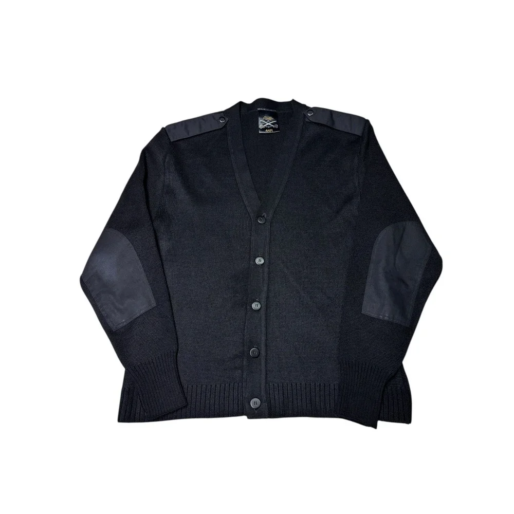 Military Equipment Corporation of America Black Wool Blend V‎ Neck Cardigan 44R